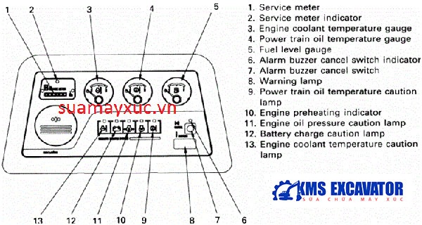 bảng taplo máy xúc komatsu D41-6 chính hãng