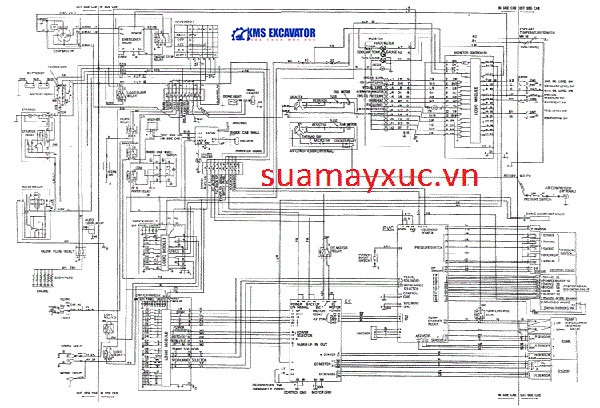 sơ đồ hệ thống điện máy xúc hitachi EX200-3 chính hãng